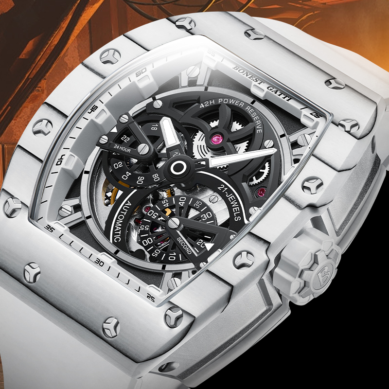 Luxury Watch Rubber Strap - ساعة بونست جاتي الميكانيكية للرجال بتصميم