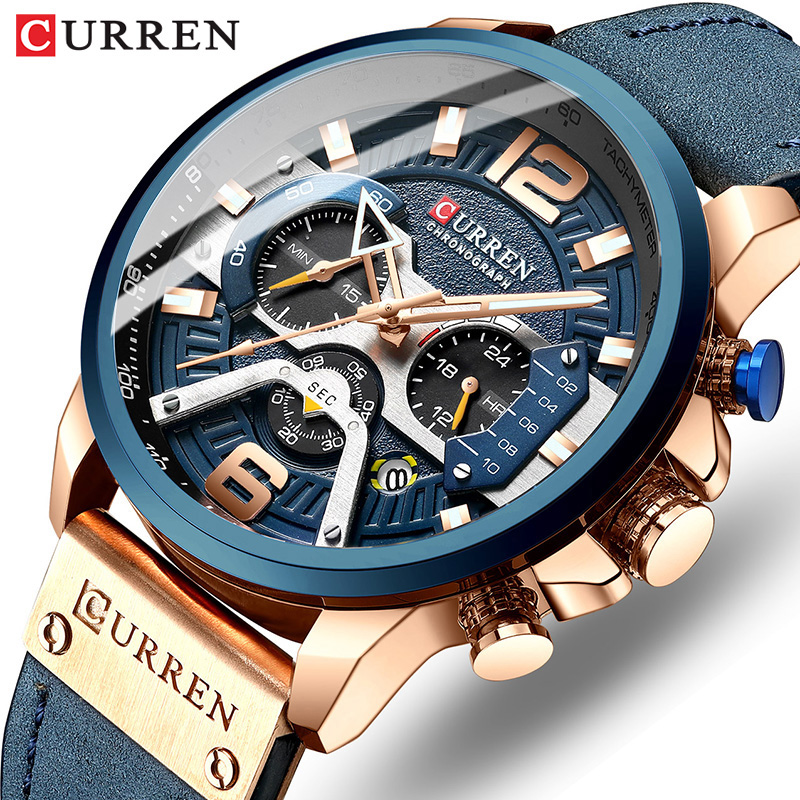 Luxury Watch Apple - CURREN جديد الرجال عادية الرياضة كرونوغراف