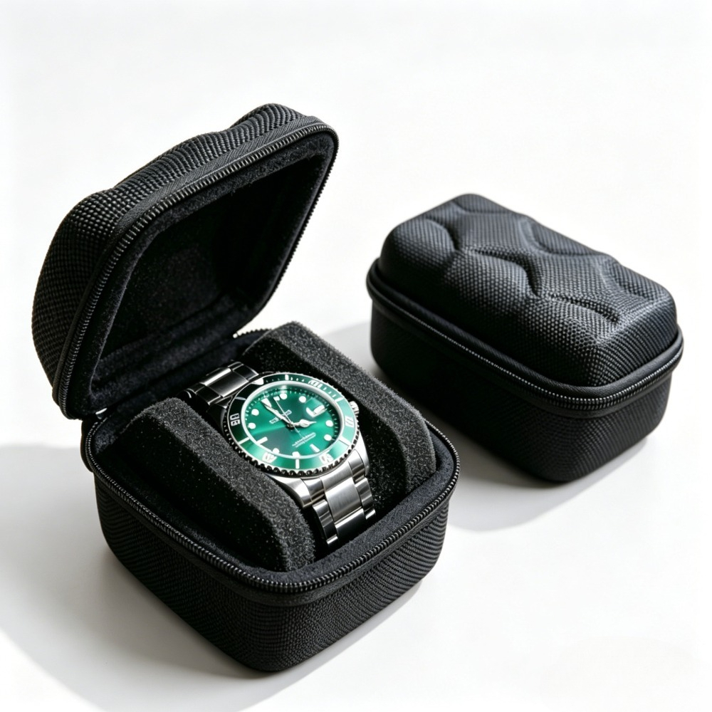Luxury Watch Travel Case - صندوق تخزين ساعات أسود فاخر -