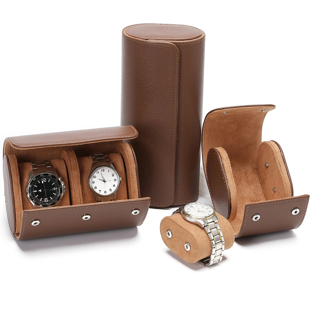 Luxury Watch Travel Case - حافظة ساعات فاخرة من الجلد الصناعي،