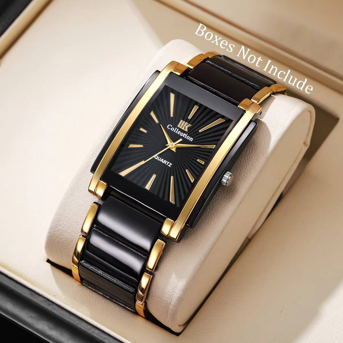 Luxury Watch Organizer For Men - ساعات رجال الأعمال الفاخرة المستطيلة الفولاذ