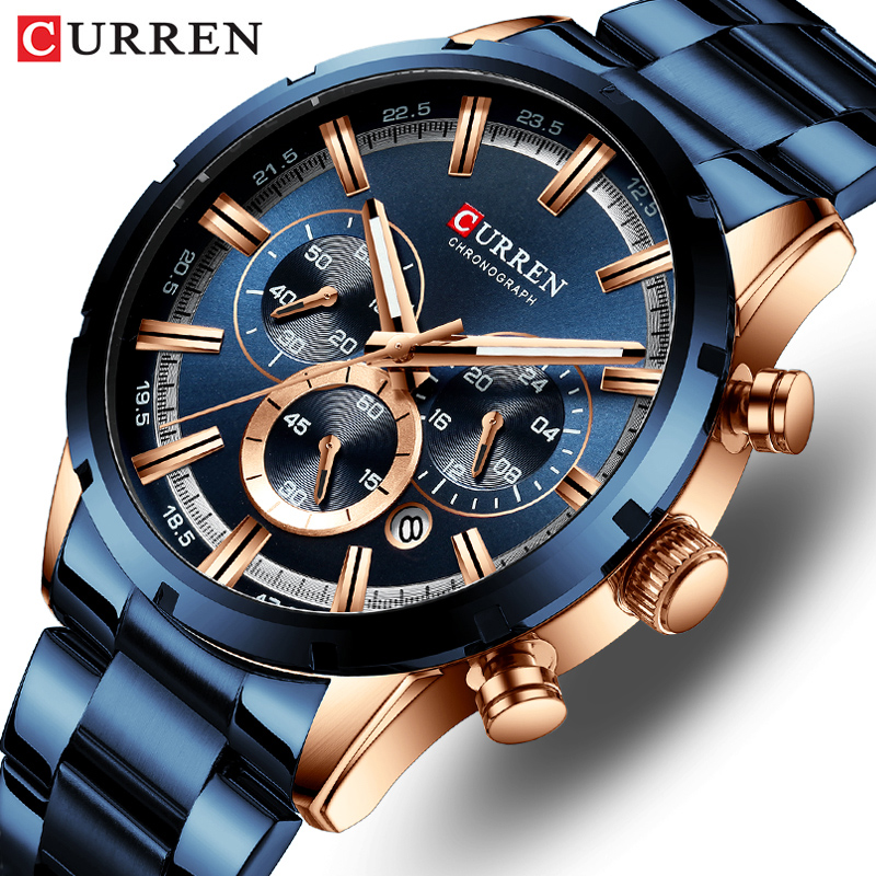Luxury Watch Apple - Curren ساعة رجالي بلو ديال سوار