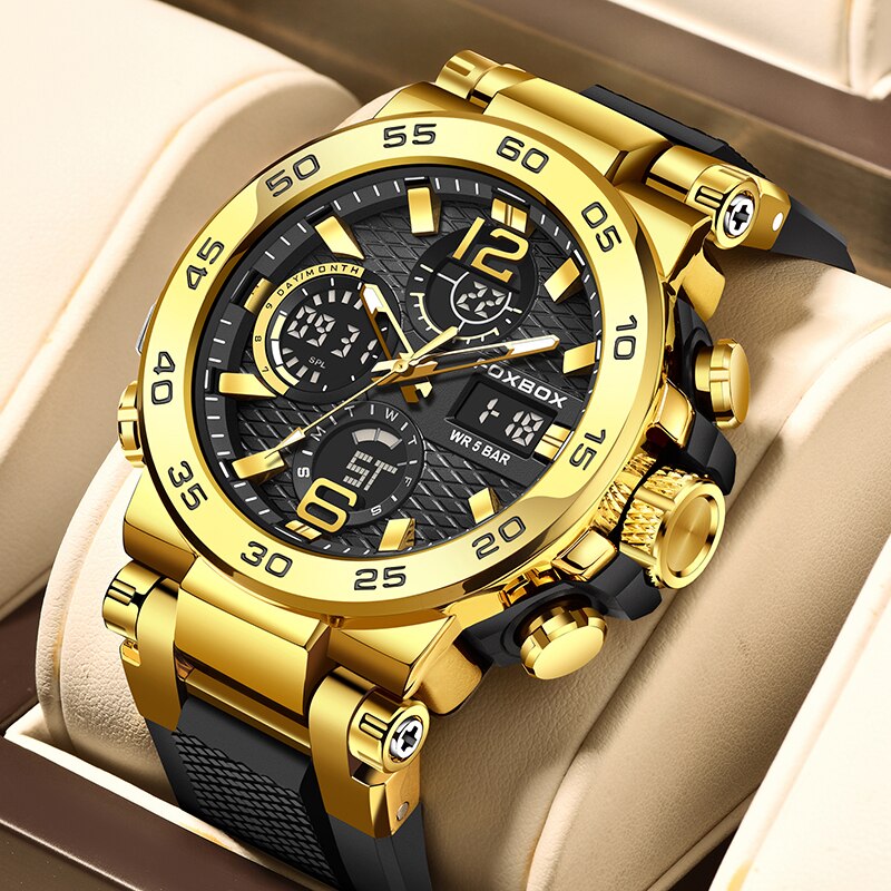 Luxury Watch Organizer For Men - FOXBOX-مقاوم للماء ساعة عمل للرجال ،