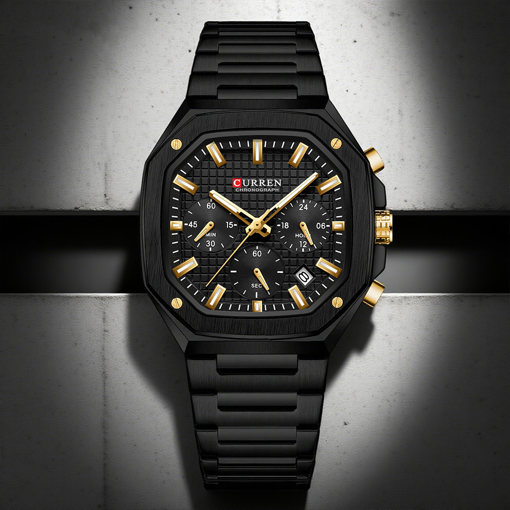 Luxury Watch And Bracelet - ساعة كورين كرونو مربعة فاخرة للرجال