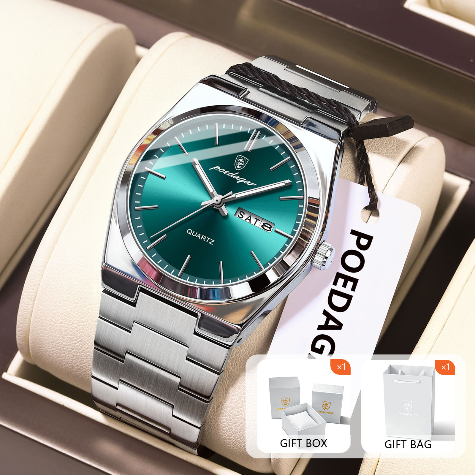 Luxury Watch Organizer For Men - POEDAGAR الأصلي كوارتز ساعات رجالية مقاوم