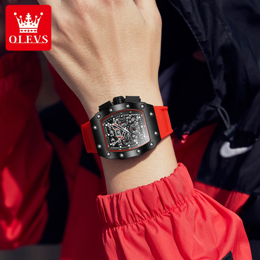 ساعة OLEVS 3608 كرونوغراف كوار - مراجعة Luxury Watch Rubber Strap وسعره