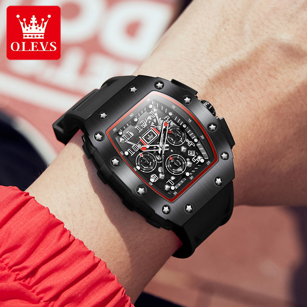 ساعة OLEVS 3608 كرونوغراف كوار - مراجعة Luxury Watch Rubber Strap وسعره