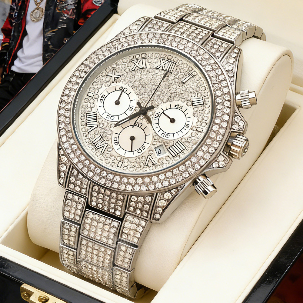 ساعة كوارتز رجالية فاخرة مرصعة - مراجعة Luxury Watch Brands Logo وسعره