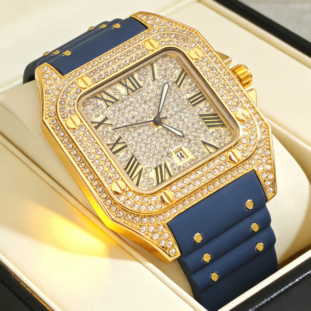 ساعة يد رجالية عصرية مربعة الش - مراجعة Luxury Watch Rubber Strap وسعره