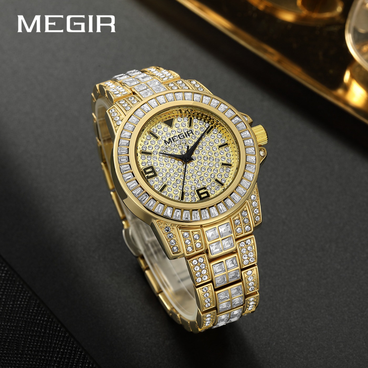ساعات MEGIR الفاخرة المرصعة با - مراجعة Luxury Watch And Bracelet وسعره