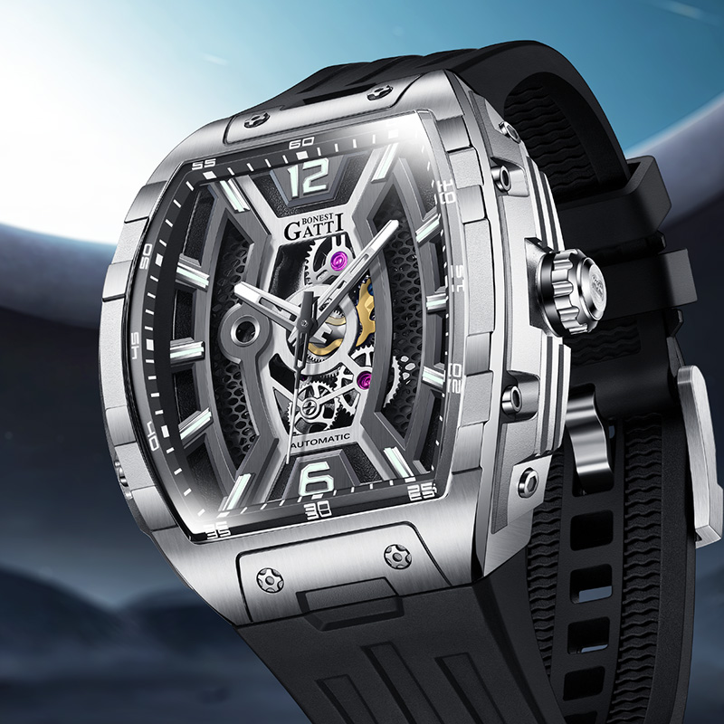 ساعة رجالية فاخرة أوتوماتيكية  - مراجعة Luxury Watch Rubber Strap وسعره