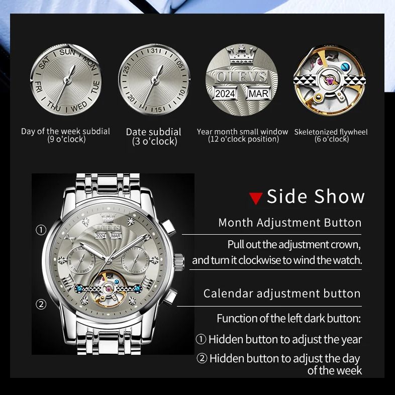 OLEVS 7088 ساعة رجالية ماركة ف - مراجعة Luxury Watch Hd وسعره