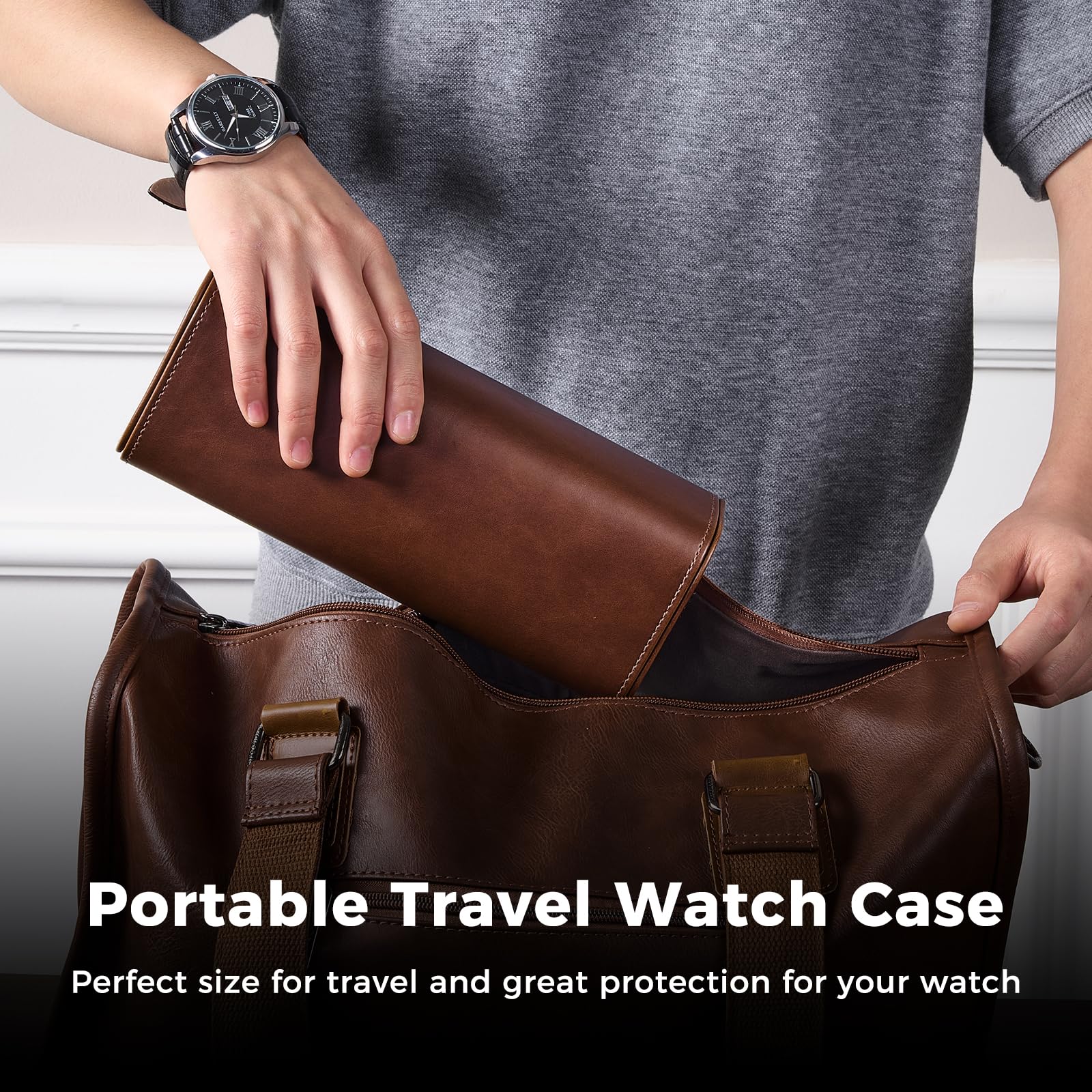 حافظة ساعات فاخرة من الجلد الص - مراجعة Luxury Watch Travel Case وسعره