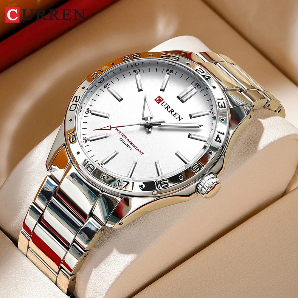 ساعة يد رجالية كوارتز فضية بيض - مراجعة Luxury Watch Apple وسعره