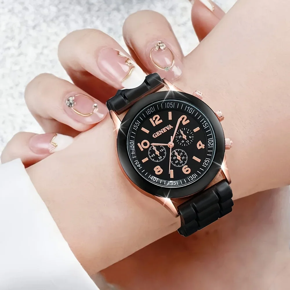 2 قطعة مجموعة ساعات نسائية فاخ - مراجعة Luxury Watch Rubber Strap وسعره