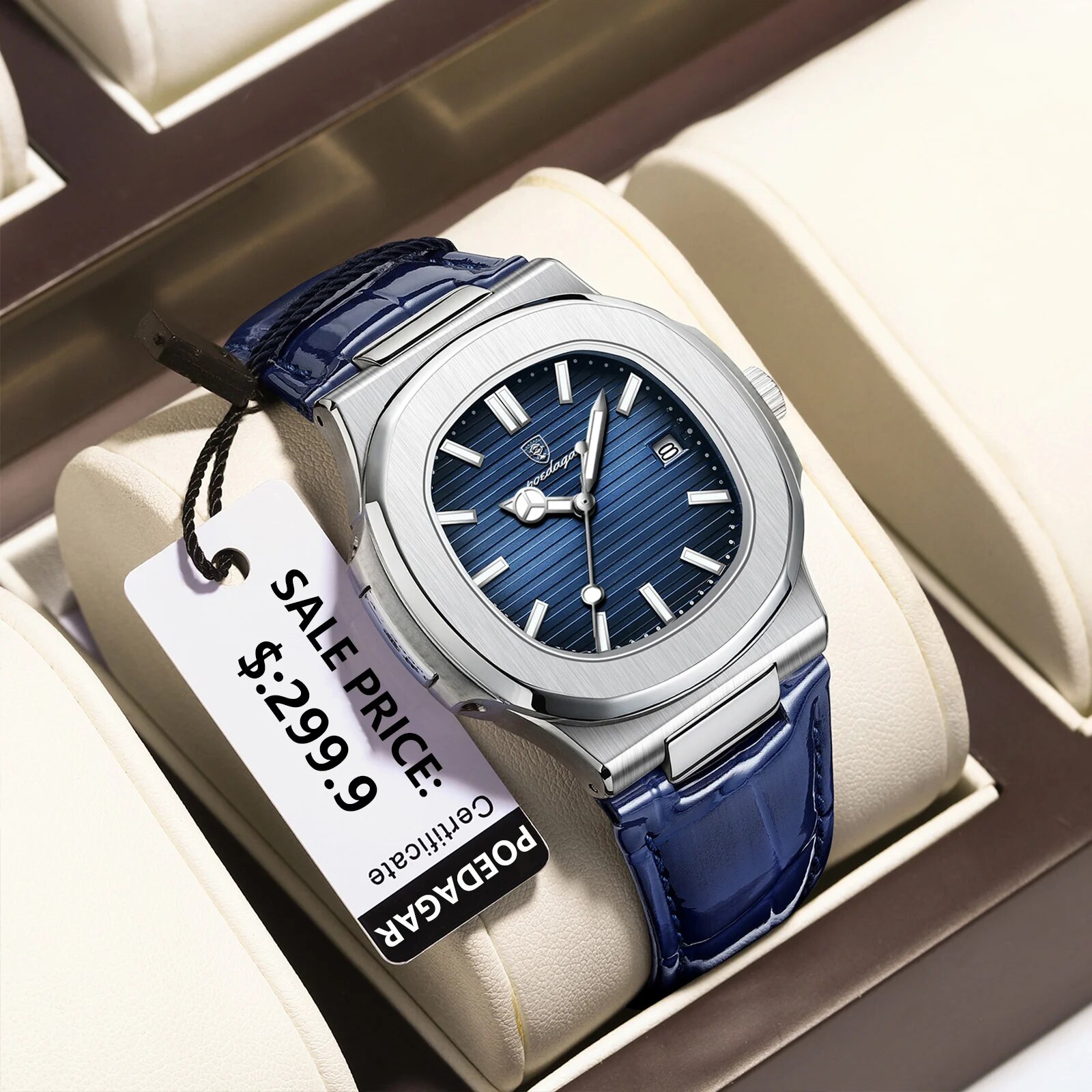 POEDAGAR أفضل ساعة رجالية مربع - مراجعة Luxury Watch Top 10 وسعره