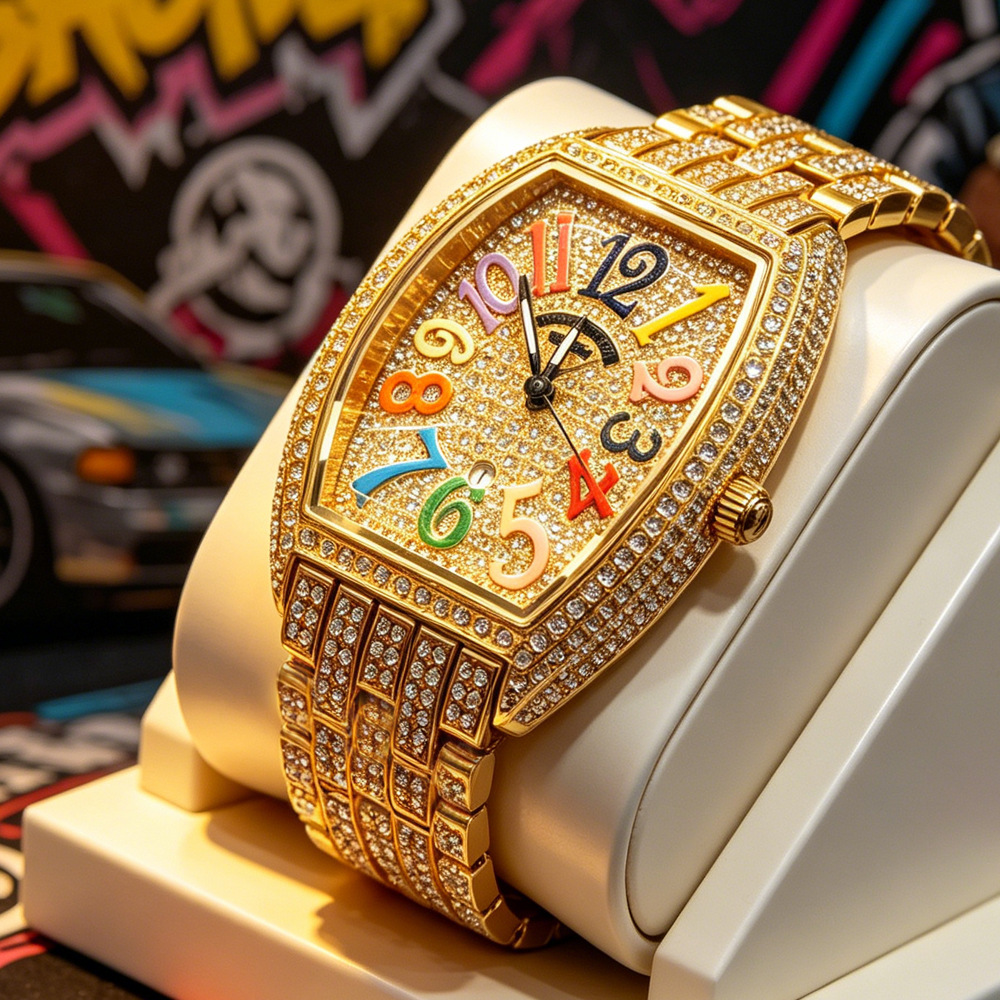 ساعة يد رجالية كوارتز مرصعة با - مراجعة Luxury Watch Brands Logo وسعره