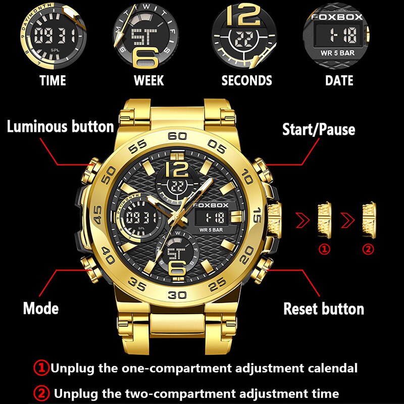 FOXBOX-مقاوم للماء ساعة عمل لل - مراجعة Luxury Watch Organizer For Men وسعره