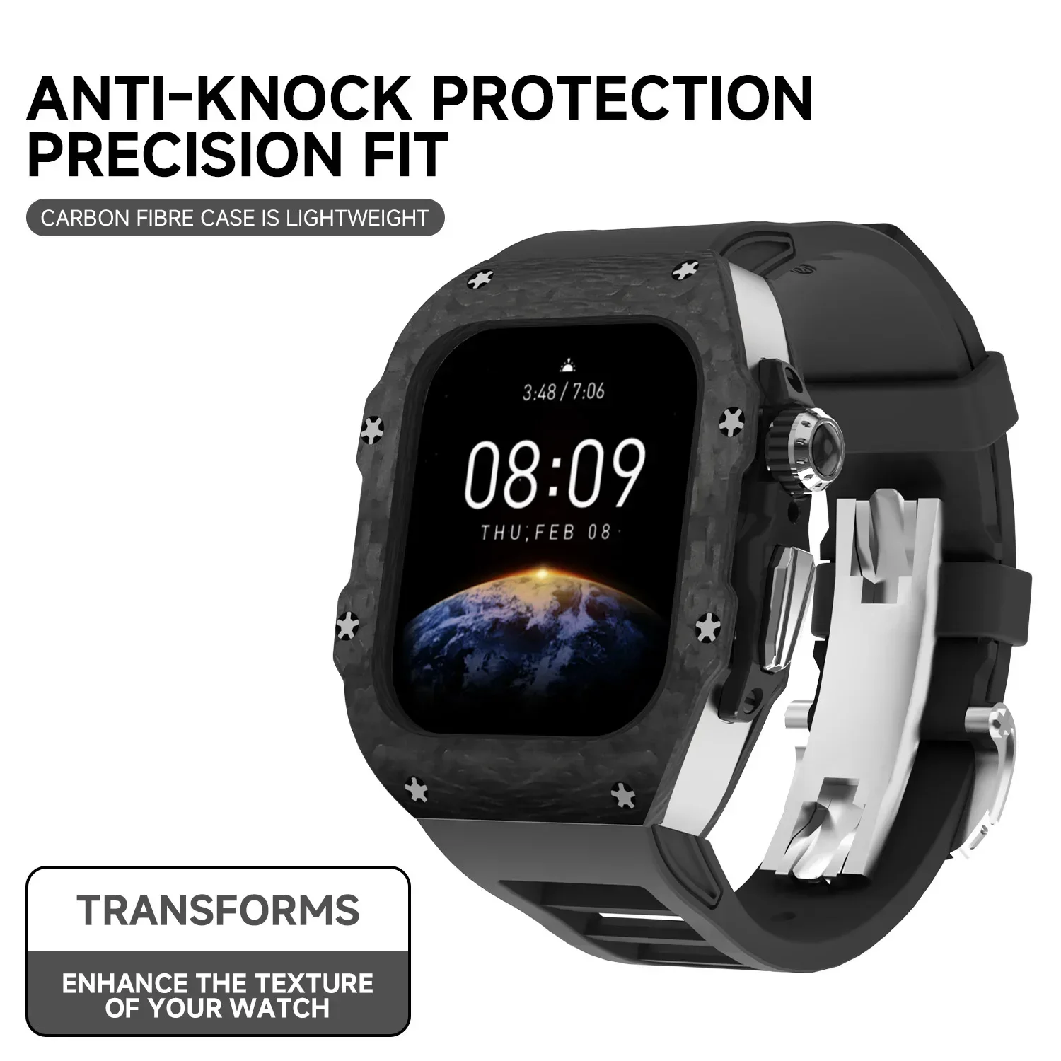 غطاء من ألياف الكربون لساعة أب - مراجعة Luxury Watch Rubber Strap وسعره