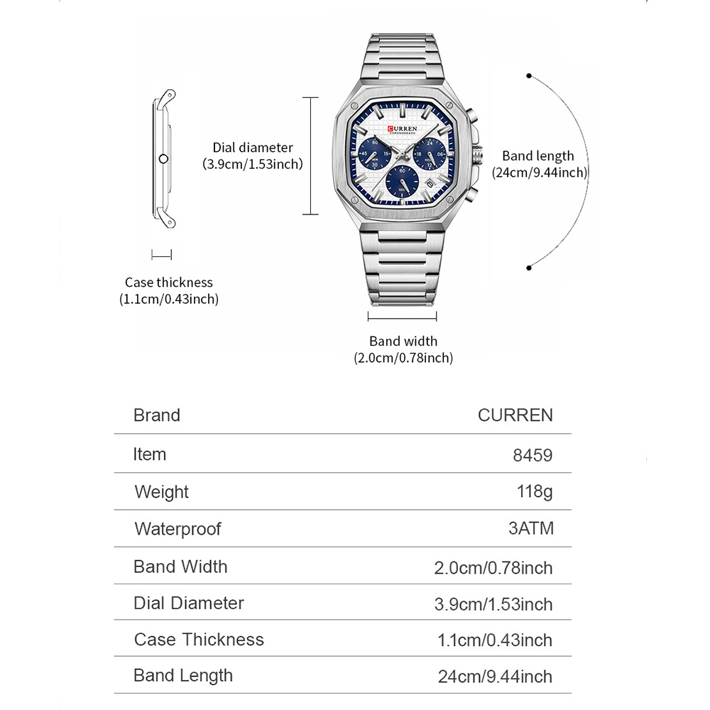 ساعة كورين كرونو مربعة فاخرة ل - مراجعة Luxury Watch And Bracelet وسعره