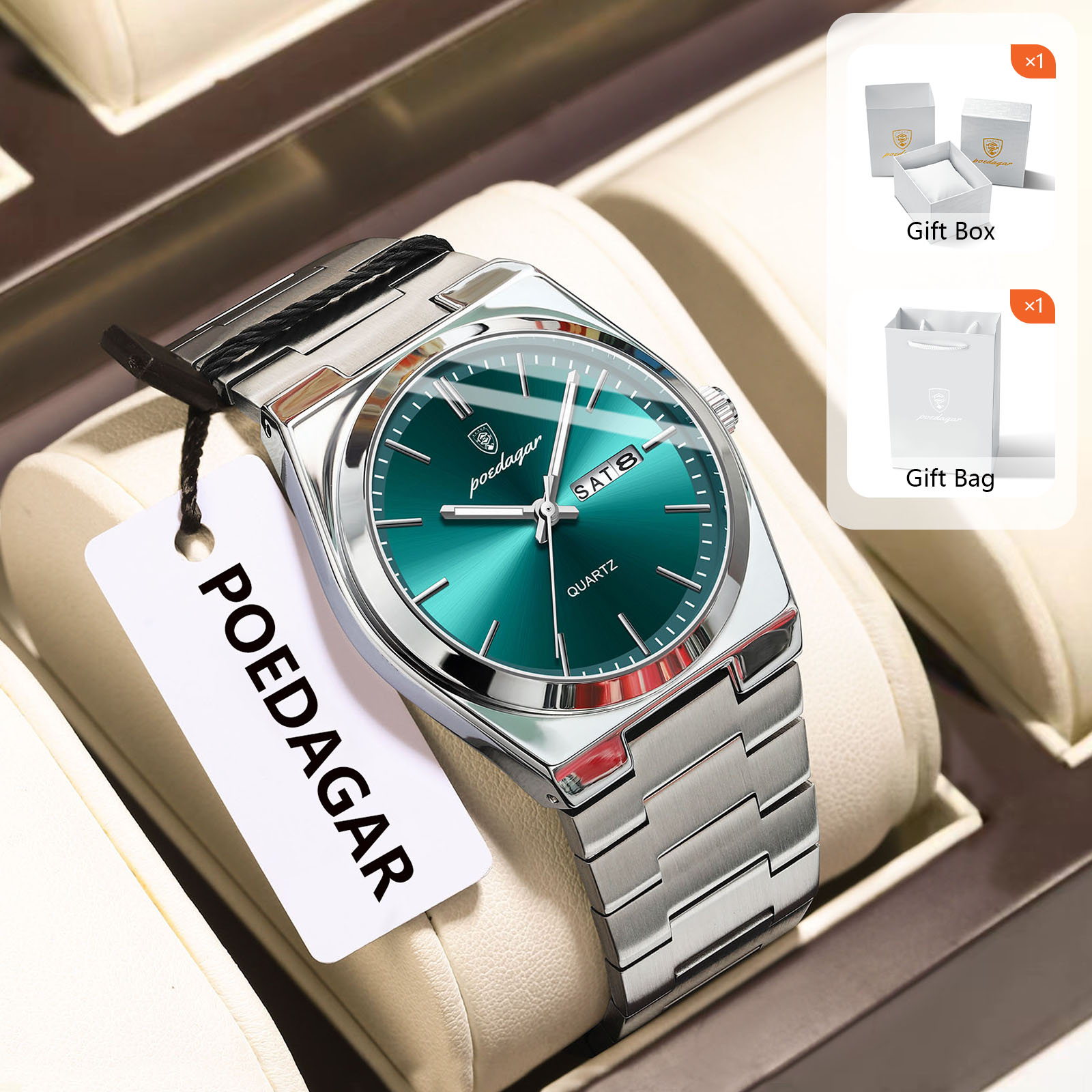 POEDAGAR الأصلي كوارتز ساعات ر - مراجعة Luxury Watch Organizer For Men وسعره